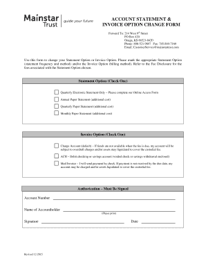 Account Statement and Invoice Option Change Form