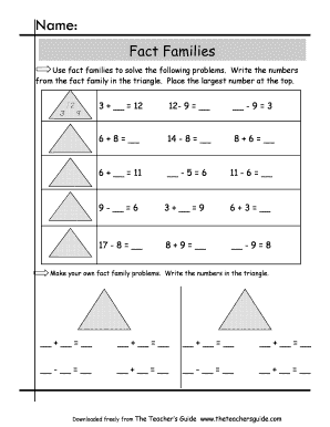 Fact Families Math Worksheet