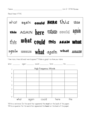 High Frequency Words Review Form