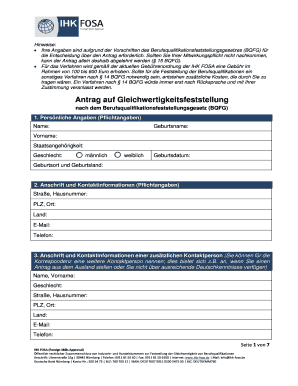 Antrag auf Gleichwertigkeitsfeststellung