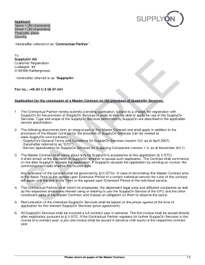 SupplyOn Master Contract Application