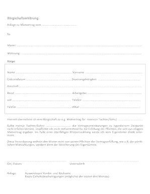 Bürgschaftserklärung