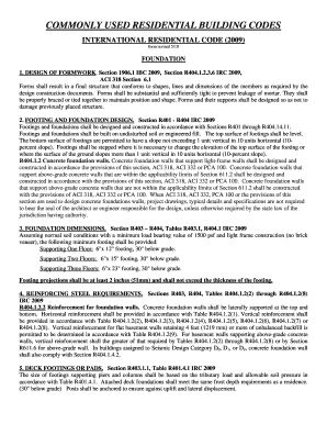 Fillable Online COMMONLY USED RESIDENTIAL BUILDING CODES Fax Email Print - pdfFiller