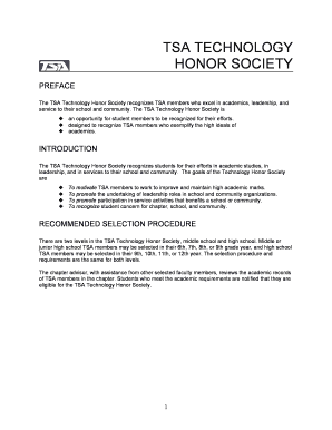 TSA Technology Honor Society Application Form