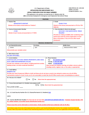 US State Department Employment Application