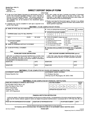 Standard form 1199a 2023 - Standard Form 1199A, Direct Deposit Sign-up Form, June 1987