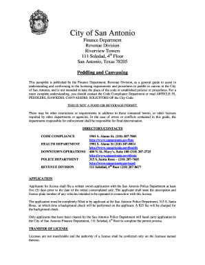 San Antonio Peddler's and Canvasser's License Application