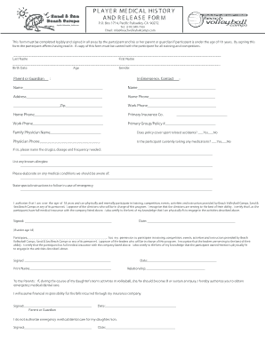 Medical History and Release Form