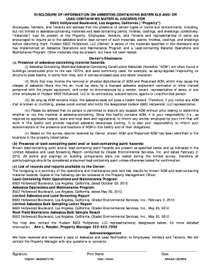 Asbestos and Lead Disclosure Form