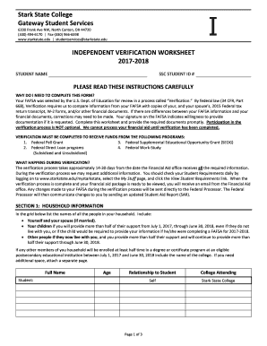 Independent Verification Worksheet