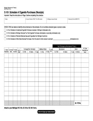 Michigan Cigarette Purchases Schedule