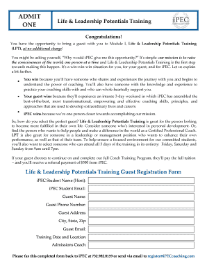 Life & Leadership Potentials Training Guest Registration Form