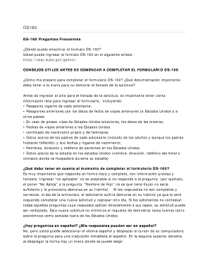 Formulario DS-160 de Solicitud de Visa de los EE.UU.