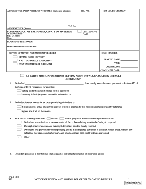 Motion to Vacate Default Judgment