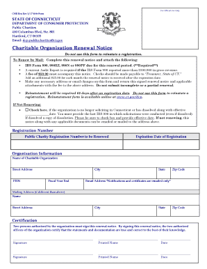 Connecticut Charitable Organization Renewal Notice