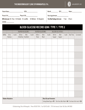 Blood Glucose Record Form