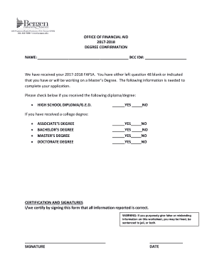 2017-2018 Degree Confirmation Form