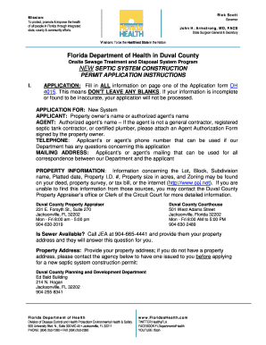 Florida Septic System Construction Permit Application