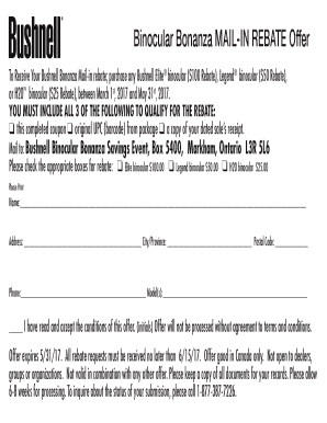Bushnell Binocular Mail-In Rebate Form
