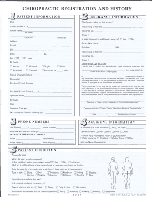 Chiropractic Patient Registration and History Form