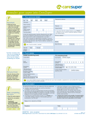 CareSuper Transfer Form