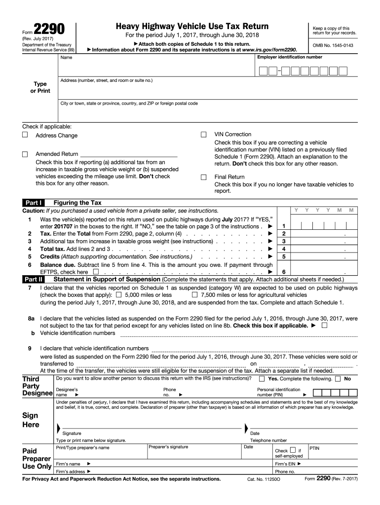2017 Form IRS 2290 Fill Online Printable Fillable Blank PdfFiller