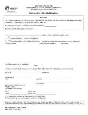 Declaration of Lawful Custody