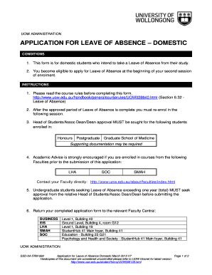 Application for Leave of Absence - Domestic
