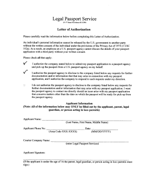 US Passport Application Authorization Letter
