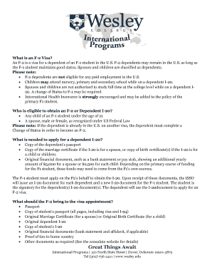 F-2 Visa Dependent Request Form