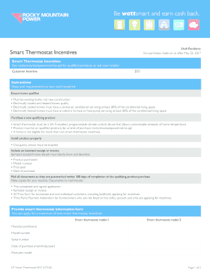 Utah Smart Thermostat Incentive Application