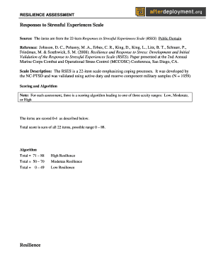 Resilience Assessment Form