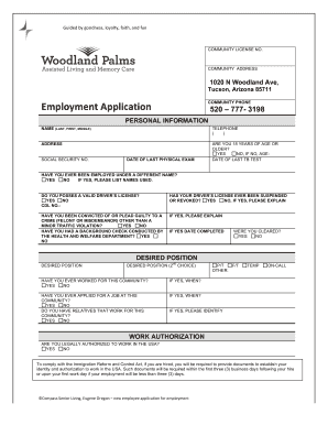 Compass Senior Living Employment Application