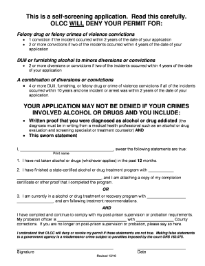 OLCC Permit Self-Screening Application