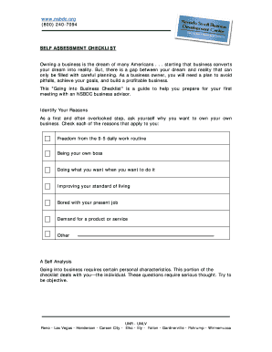 NSBDC Business Self Assessment Checklist