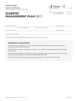 Diabetes Management Plan for Students
