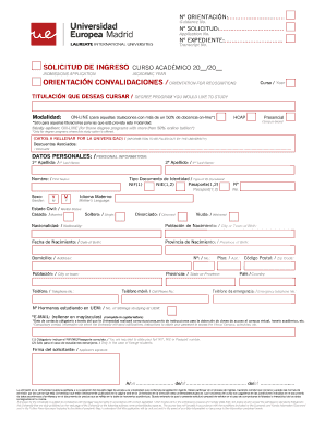 Solicitud de Ingreso Curso Académico