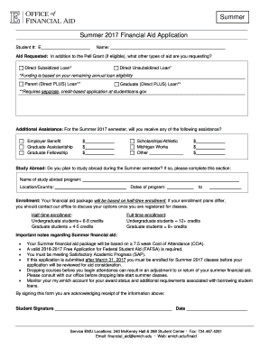Summer 2017 Financial Aid Application