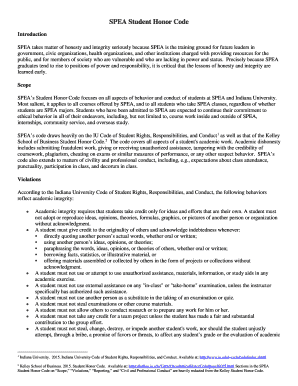 SPEA Student Honor Code Agreement