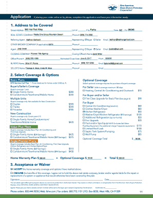 Home Warranty Application Form
