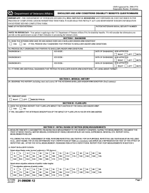 Shoulder and Arm Conditions Disability Benefits Questionnaire