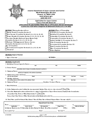 Arizona Liquor License Application