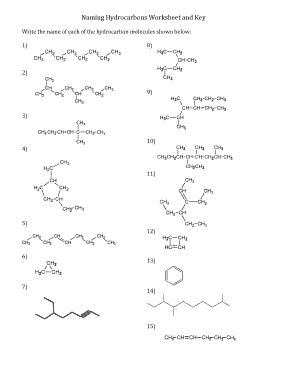 Hydrocarbons Naming Worksheet