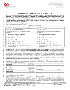Confirmation of Agency Status