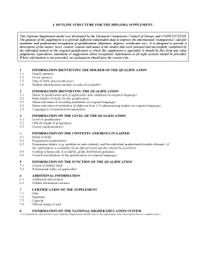 Diploma Supplement Form