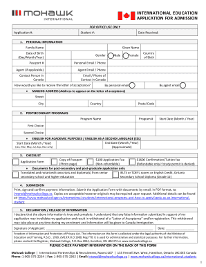 International Education Application for Admission