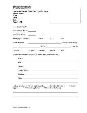 Downtime Nurses’ Inter-Unit Transfer Form
