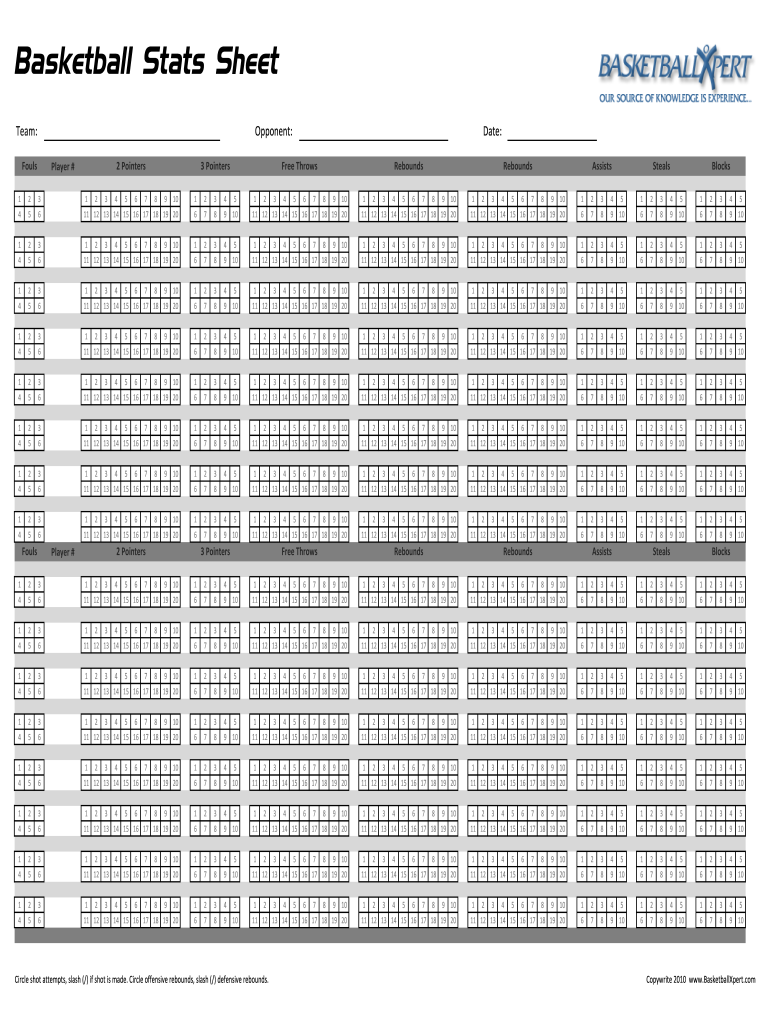 Basketball Stat Sheet Online Fill Out Sign Online DocHub