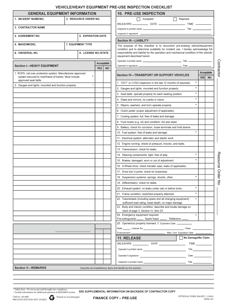 Equipment check list With Daily Inspection Report Template