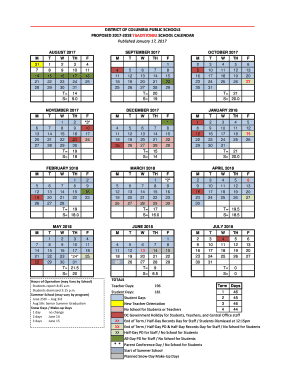 2017-2018 Traditional Calendar